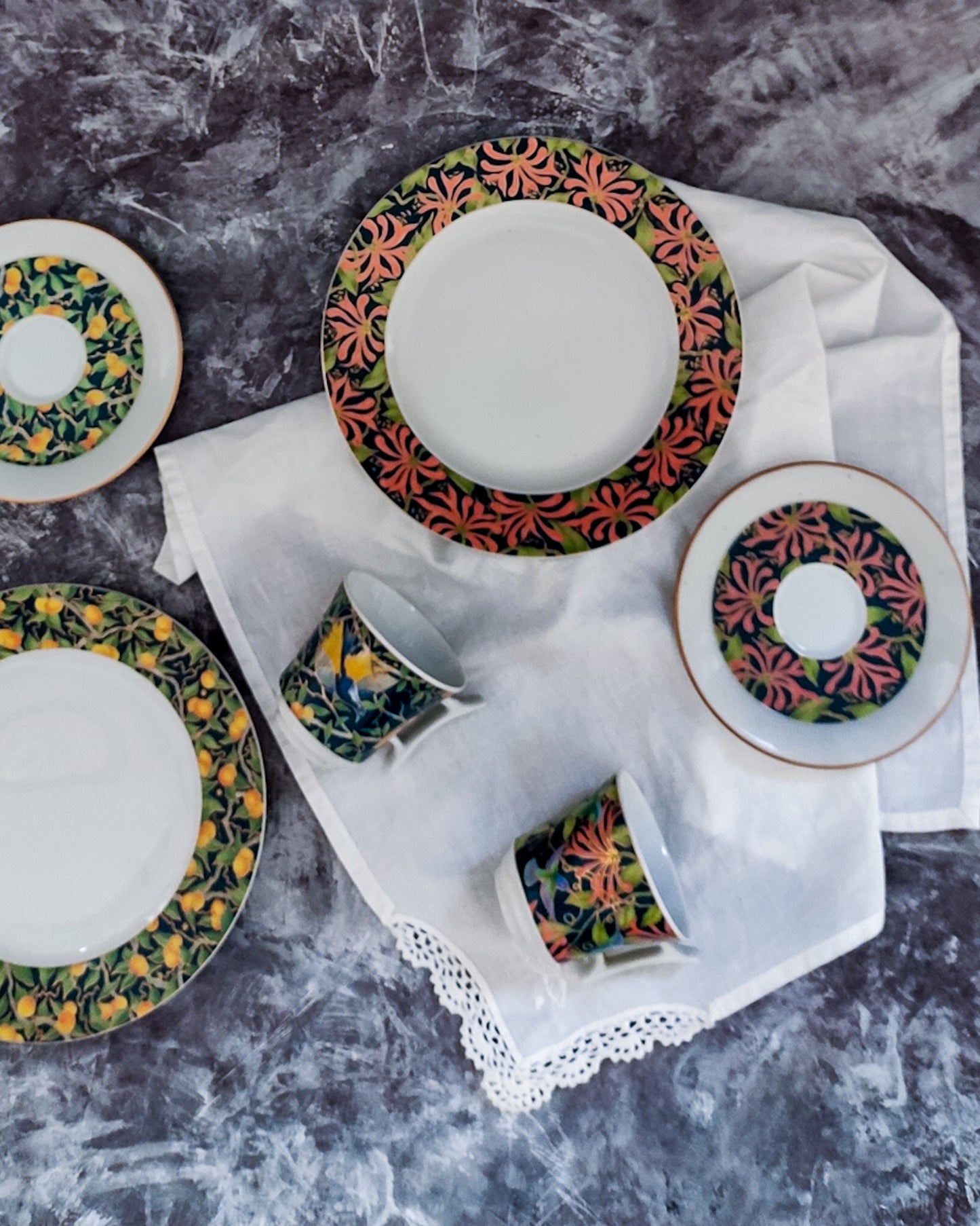 Coppia tazzine caffè rosenthal con uccelli del paradiso rosso verdi
