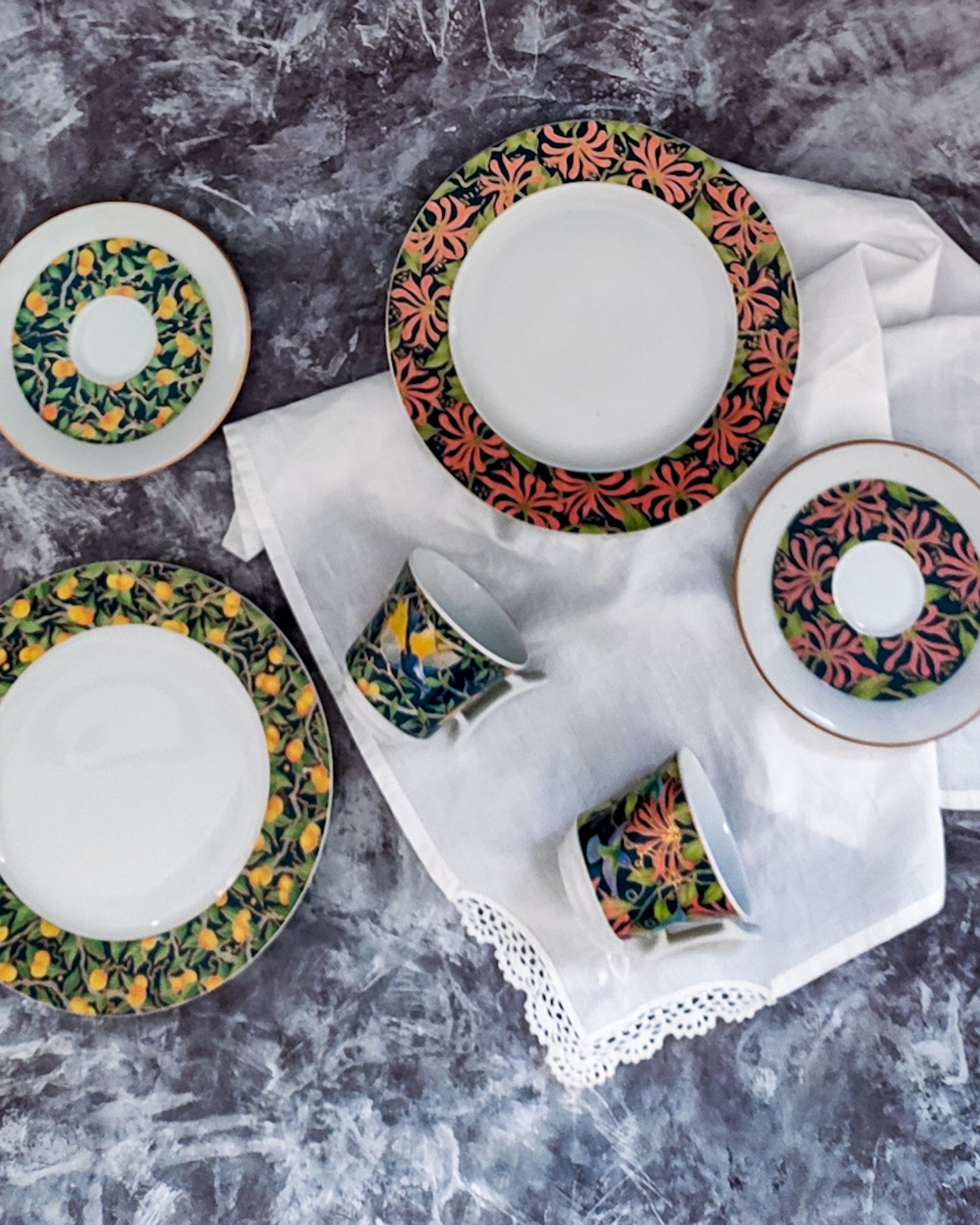Coppia tazzine caffè rosenthal con uccelli del paradiso rosso verdi