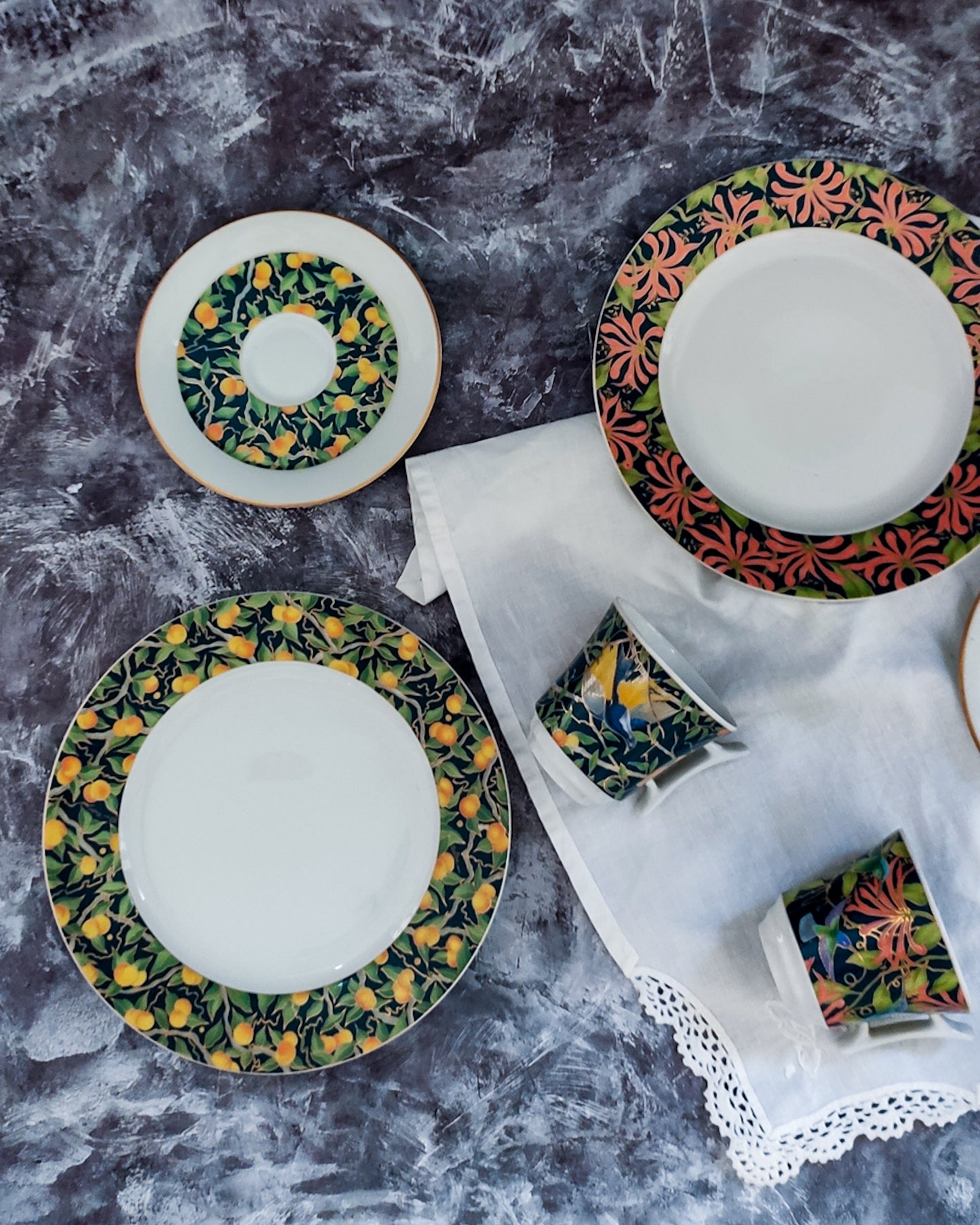 Coppia tazzine caffè rosenthal con uccelli del paradiso rosso verdi