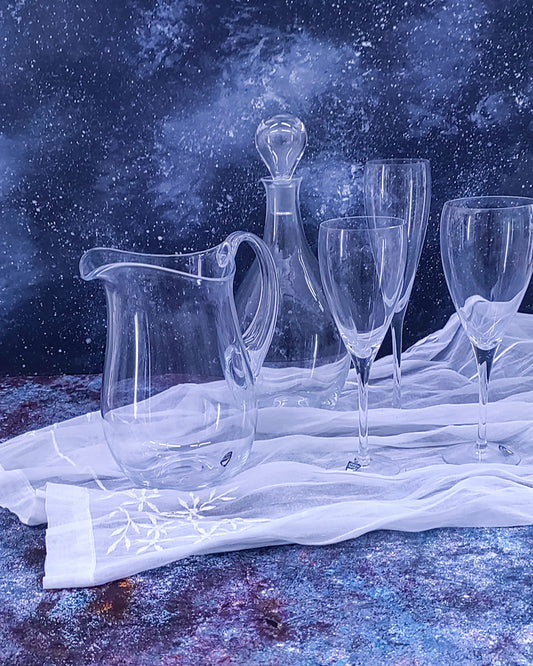 servizio cristallo da 6 persone con brocca e bottiglia