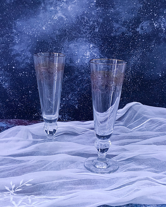 set 12 flutes cristallo serigrafati