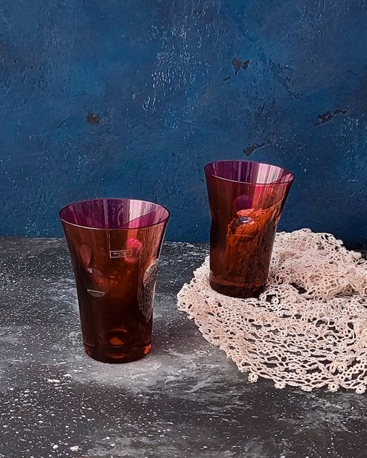 Coppia bicchieri cristallo Saint Louis rossi