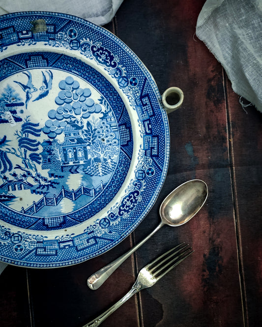 Scaldavivande porcellana inglese decoro willow