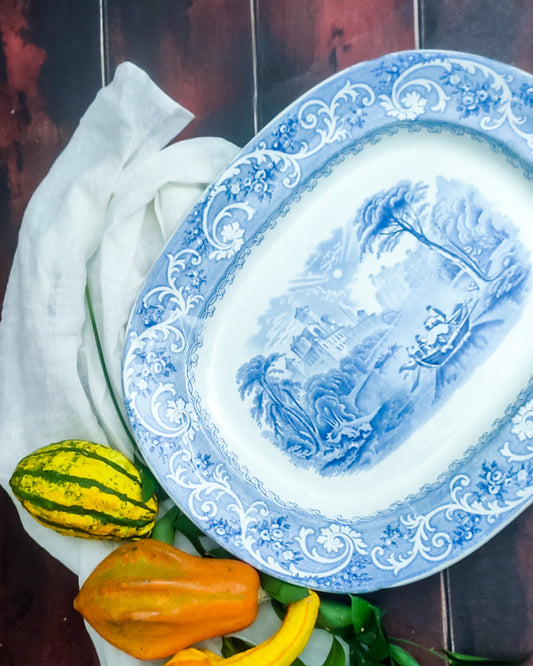 Vassoio ovale paesaggio azzurro Rhyne