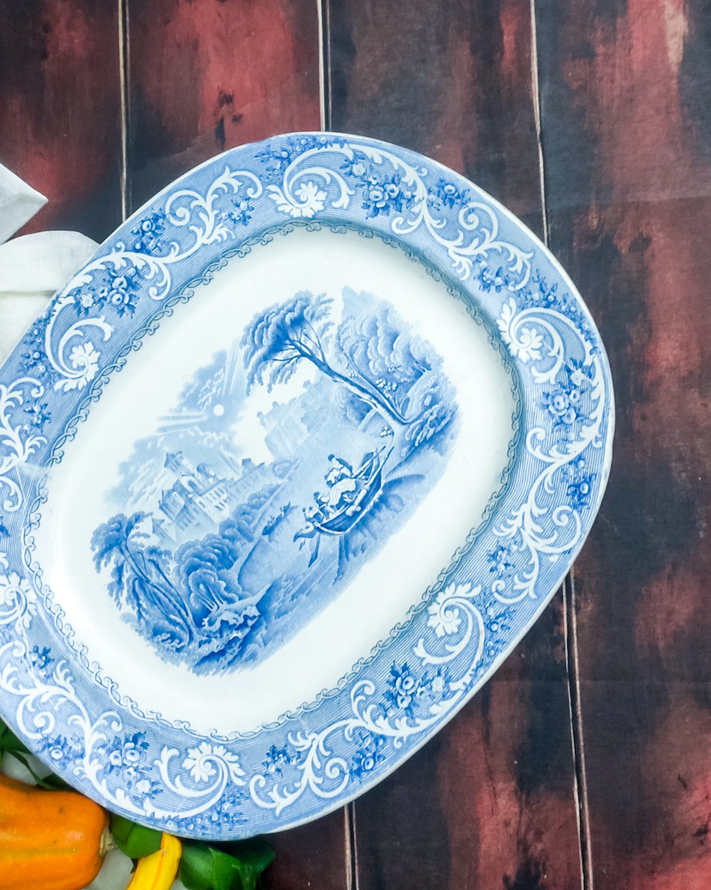 Vassoio ovale paesaggio azzurro Rhyne