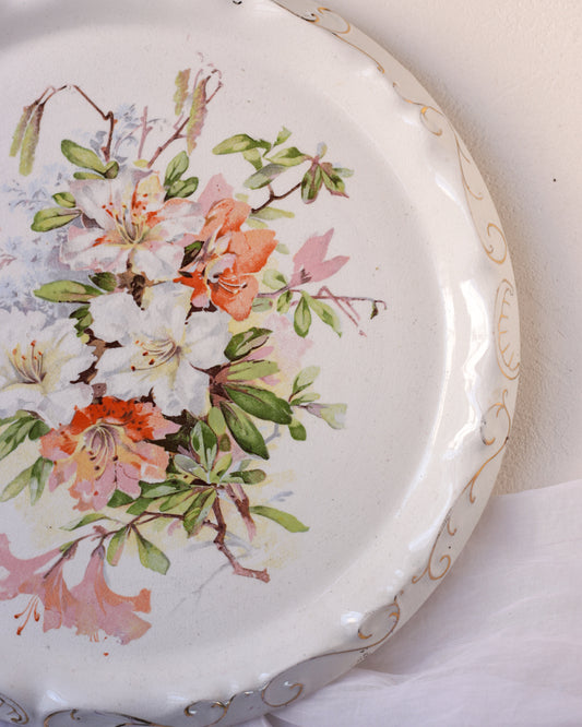 Piatto portapane in porcellana inglese con bouquet