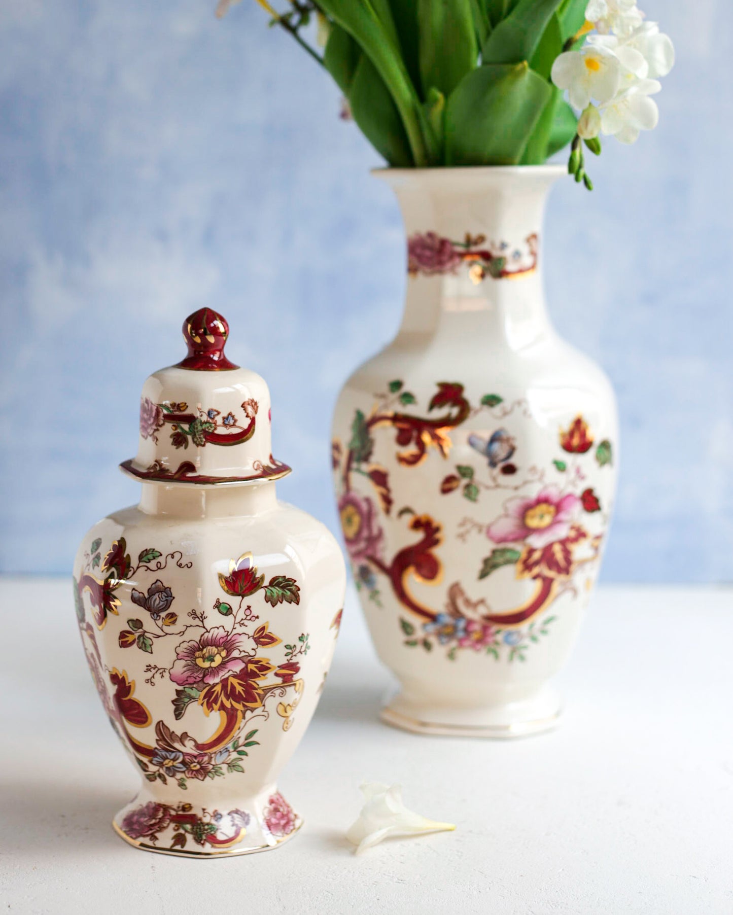 Potiche/Ginger Jar Mason's chartreuse rosa