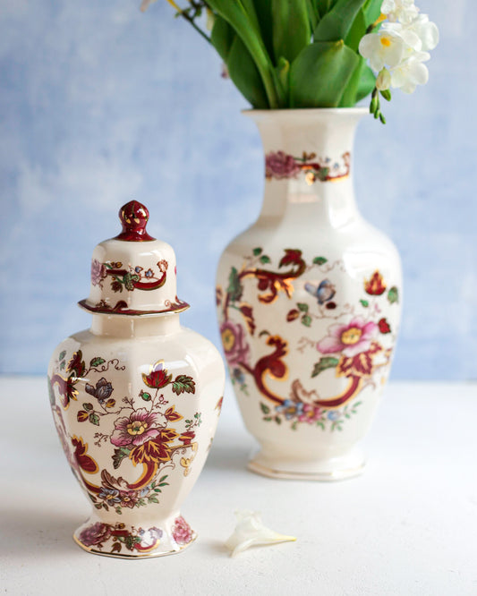 Potiche/Ginger Jar Mason's chartreuse rosa