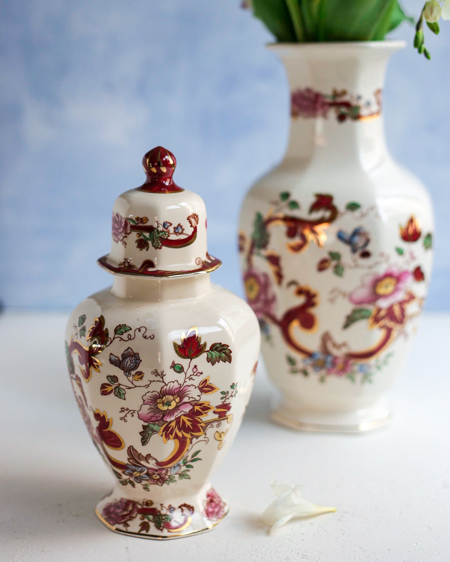 Potiche/Ginger Jar Mason's chartreuse rosa