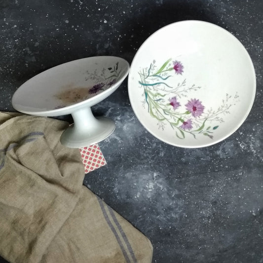 Coppia di alzatine laveno dipinte a mano