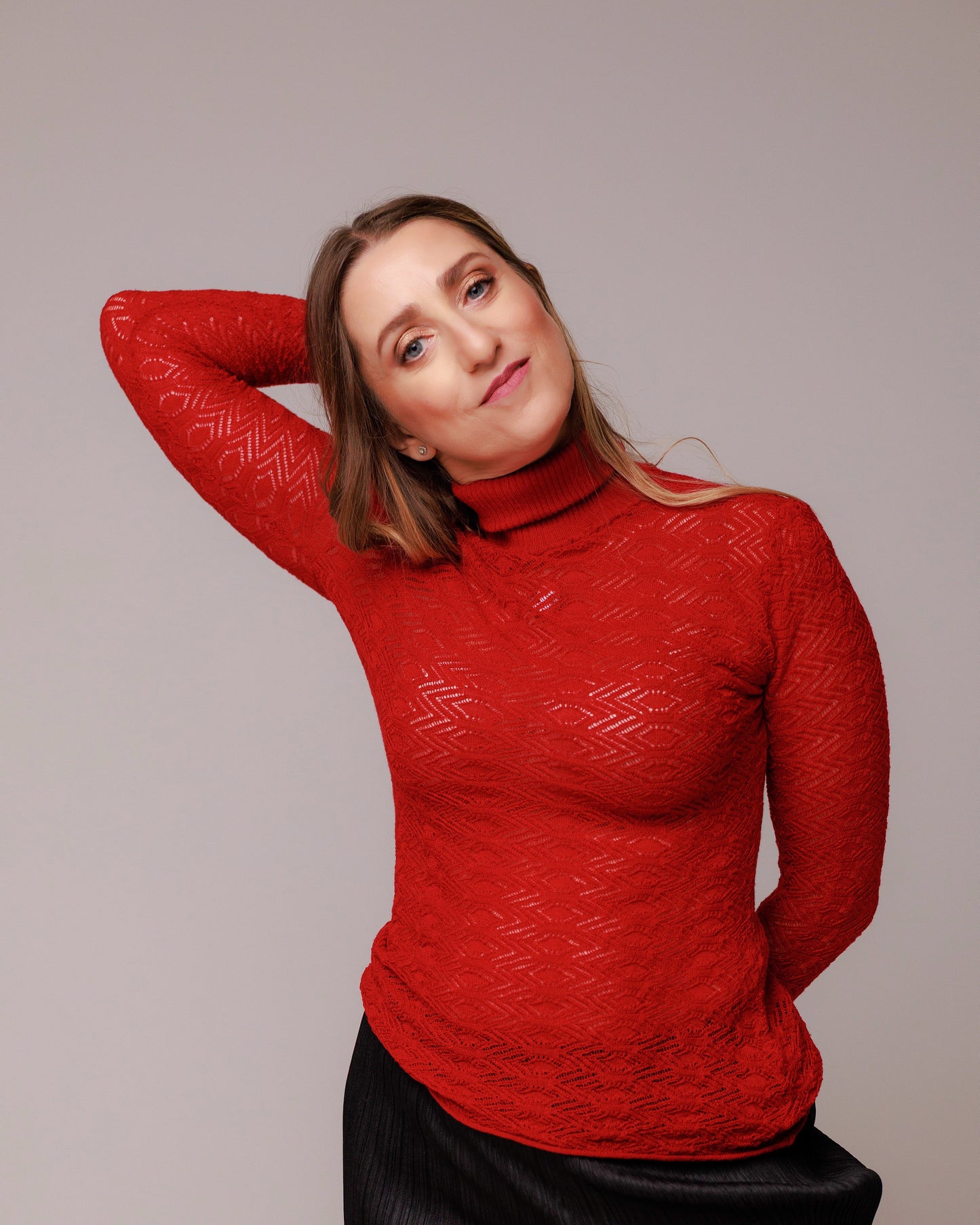 Maglia lupetto in pizzo di lana a rombi lavabile in lavatrice