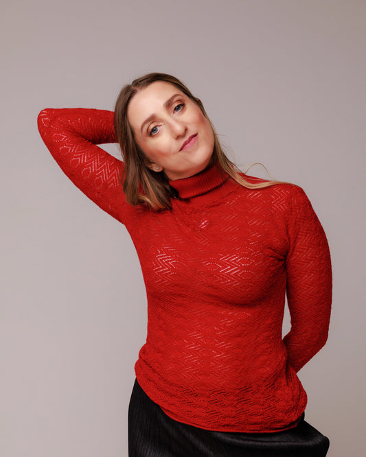 Maglia lupetto in pizzo di lana a rombi lavabile in lavatrice