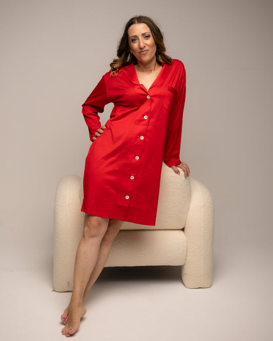 Camicia da notte manica lunga in filo scozia