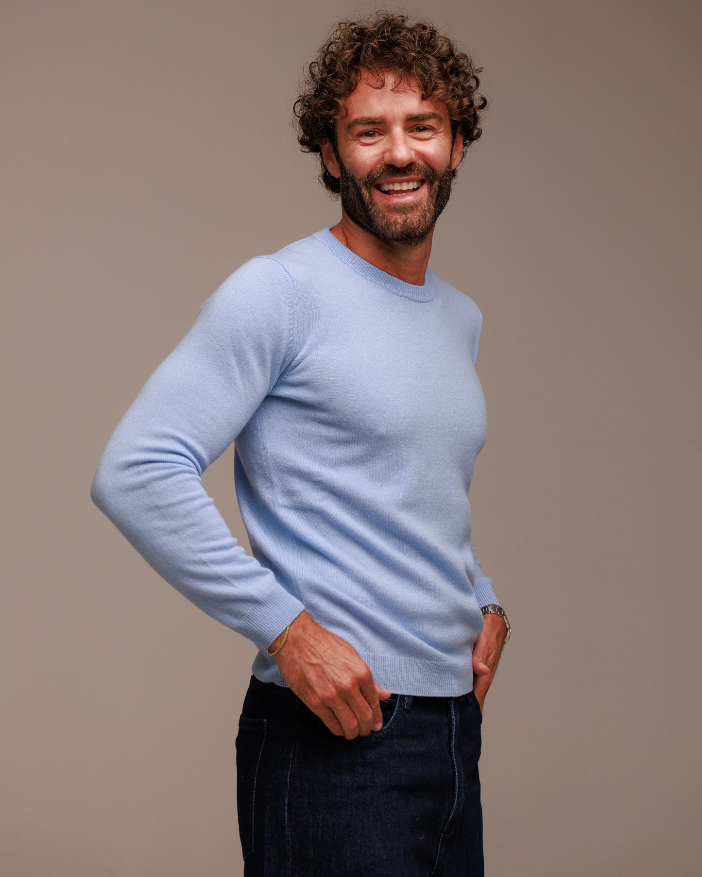 Maglia girocollo uomo in 100% cachemire cariaggi