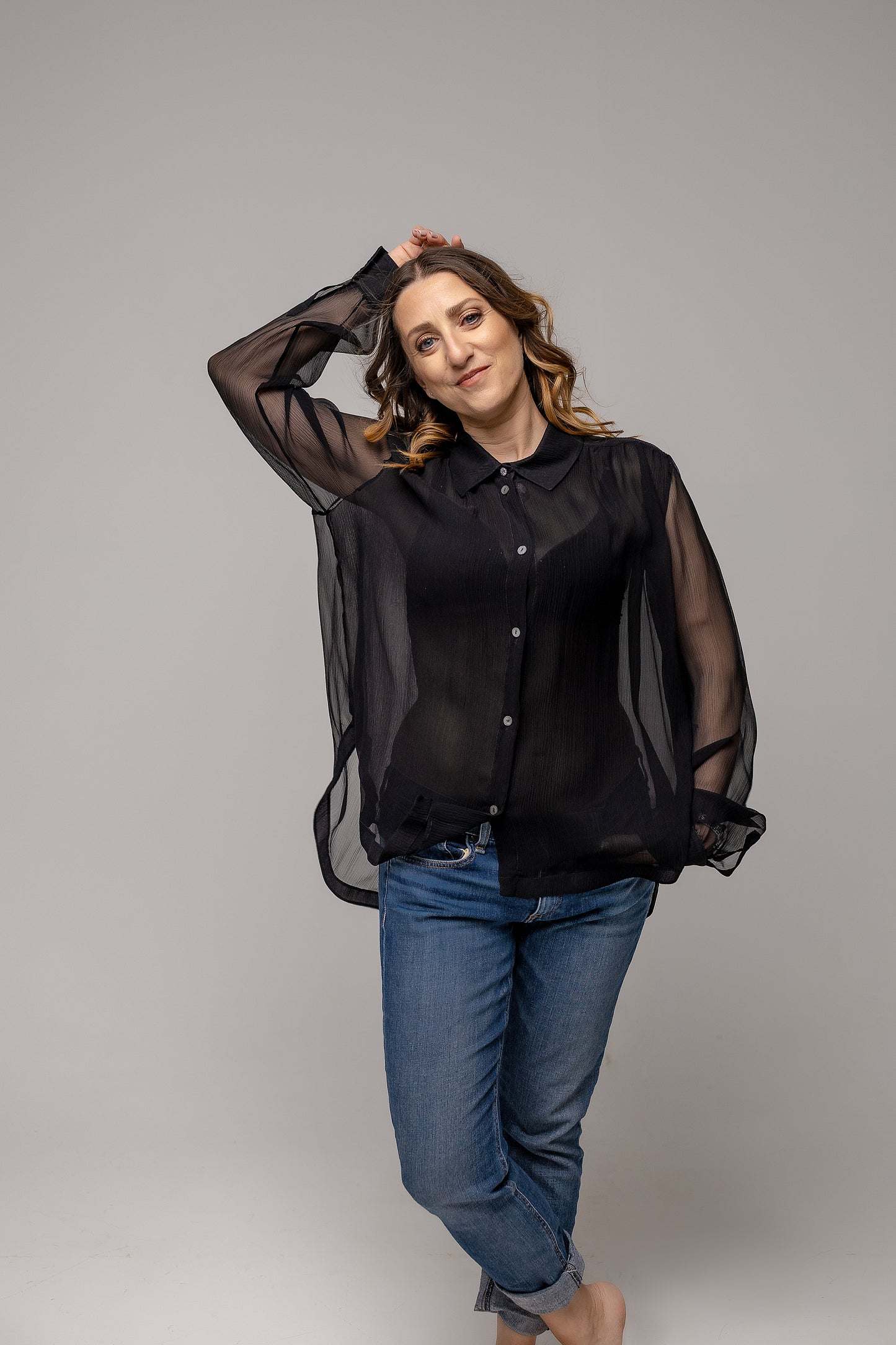 camicia in georgette di pura seta