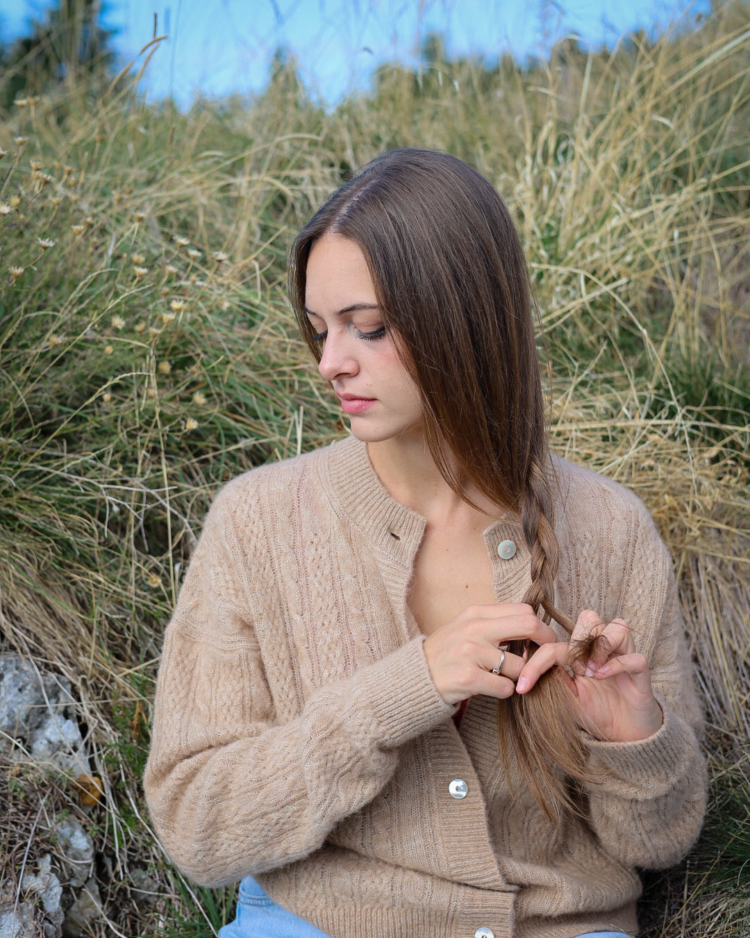 ROSA 24.24 — Cardigan in baby alpaca, cashmere e seta con bottoni in madreperla — Maglificio artigianale veneto, Made in Italy