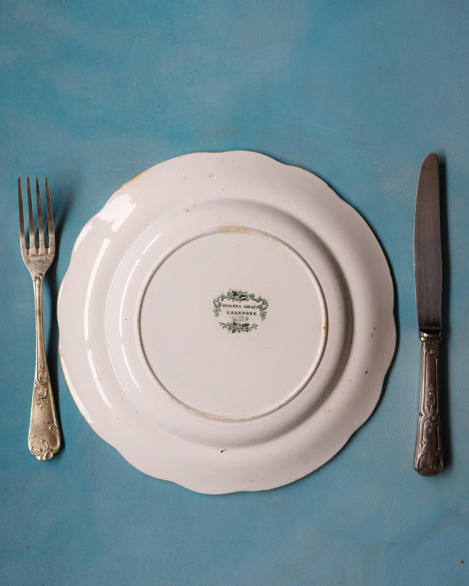 Set di 6 Piatti in Terraglia Inglese con Decorazione Transferware Marrone – Primo Ottocento
