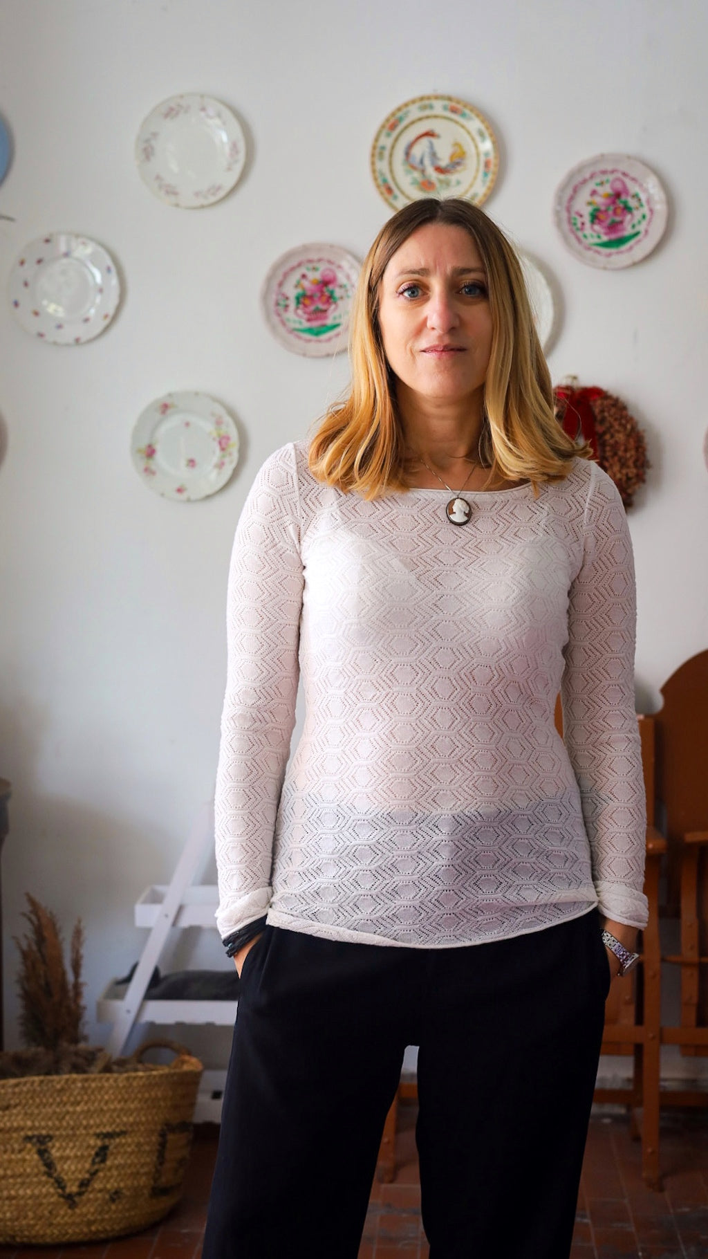 TUYOU 27.27 — Maglia Manica Lunga in Pizzo a Rombi Lana ExtraFine Merino — Zegna Baruffa, Maglificio Veneto, Made in Italy
