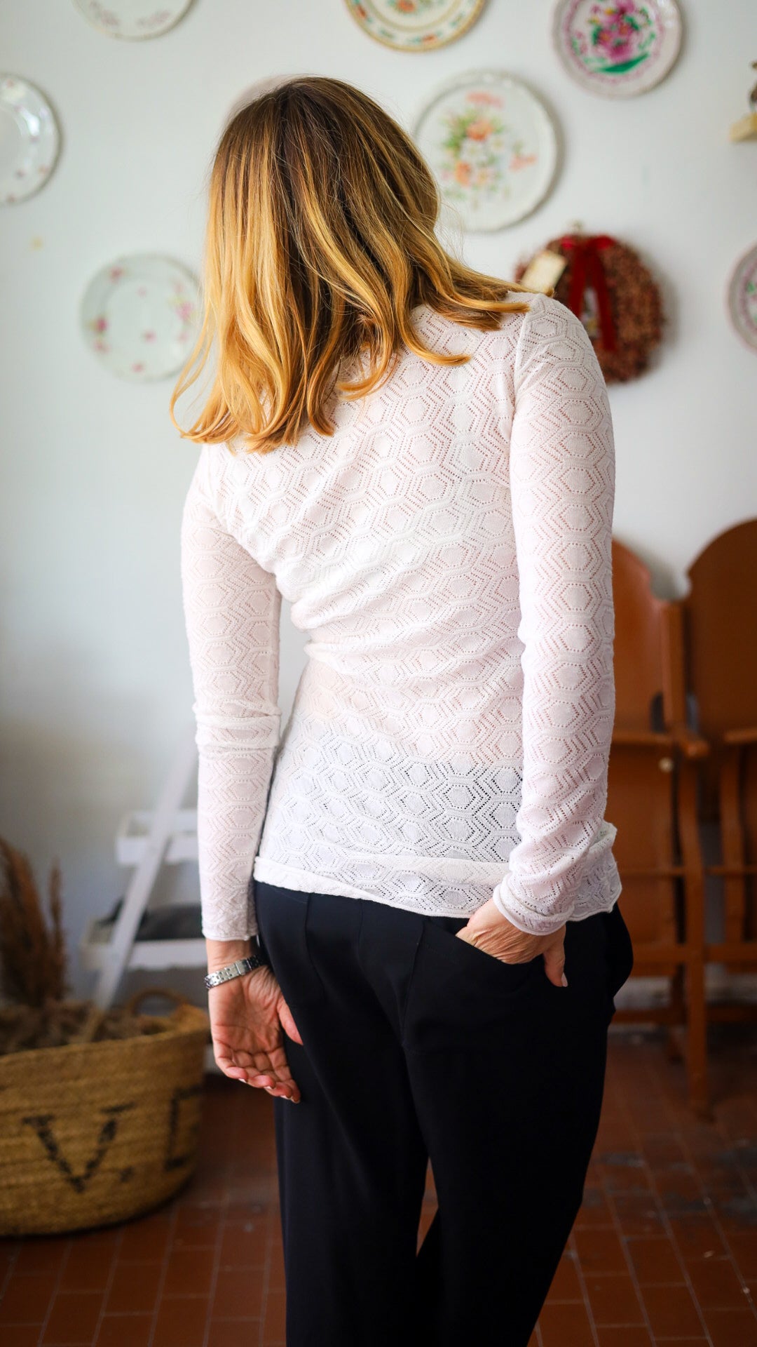 TUYOU 27.27 — Maglia Manica Lunga in Pizzo a Rombi Lana ExtraFine Merino — Zegna Baruffa, Maglificio Veneto, Made in Italy