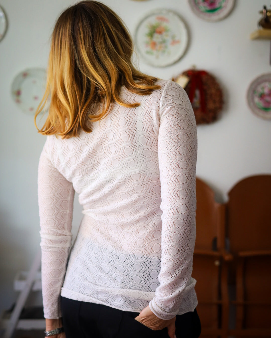 TUYOU 27.27 — Maglia Manica Lunga in Pizzo a Rombi Lana ExtraFine Merino — Zegna Baruffa, Maglificio Veneto, Made in Italy