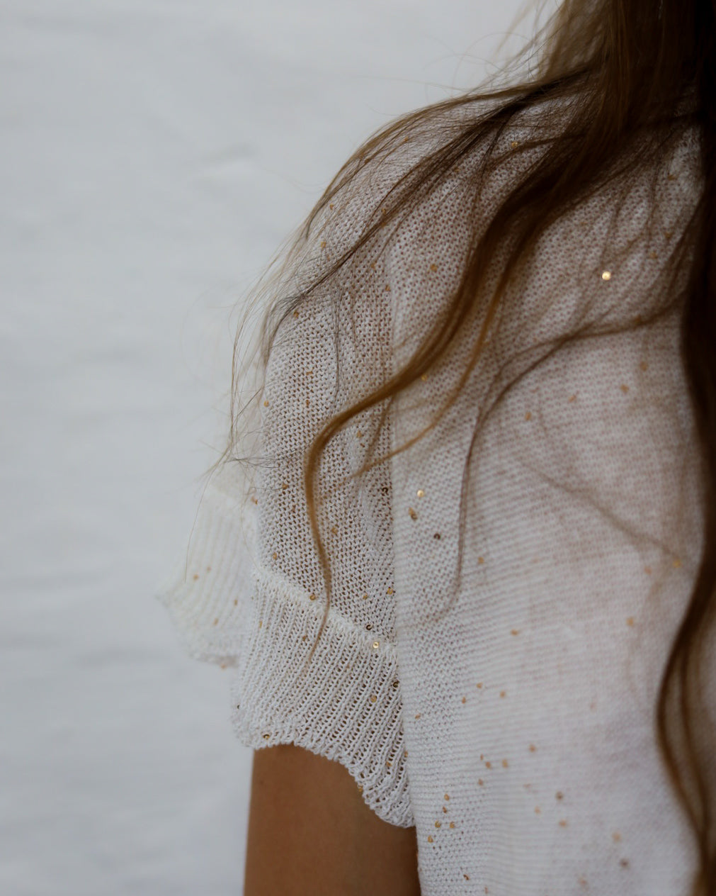 MIRZA 28.28 — Maglia con Micropaillettes in Lino e Cotone Makò — Filatura Italiana, Maglificio Veneto, Made in Italy