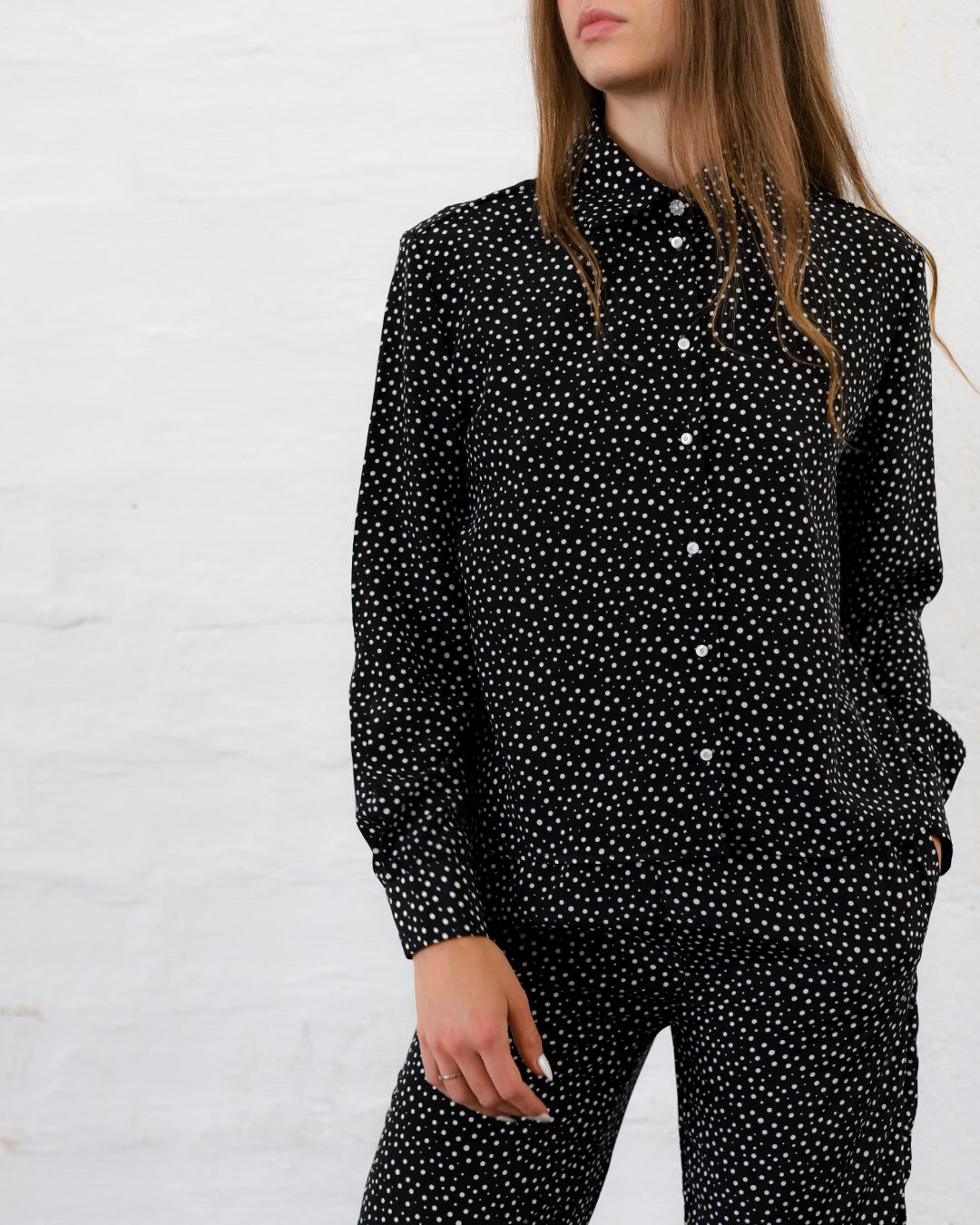 Cecilia 41.41 — Camicia in Pura Seta Stampata — Manifattura Marchigiana, Made in Italy