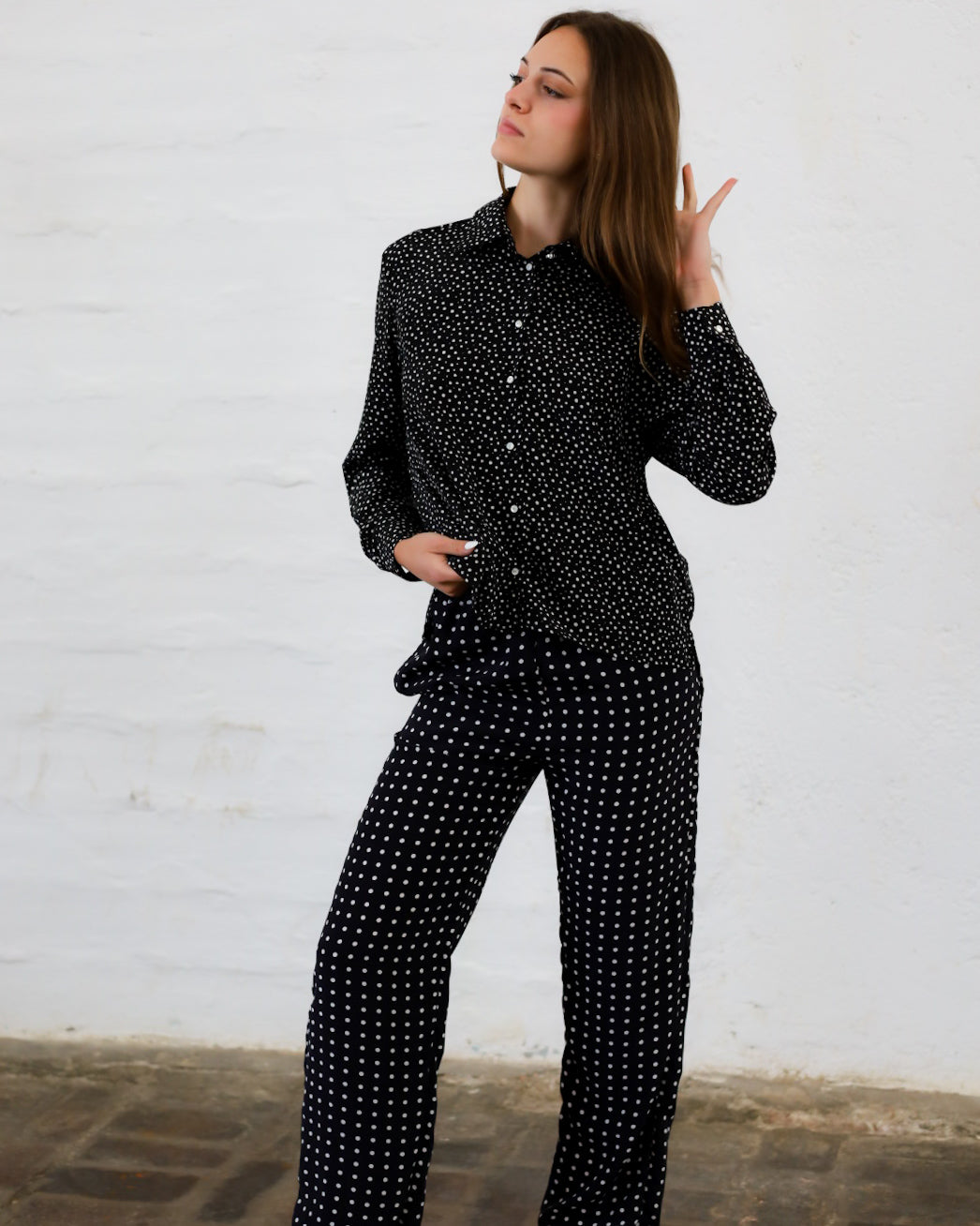 Cecilia 41.41 — Camicia in Pura Seta Stampata — Manifattura Marchigiana, Made in Italy