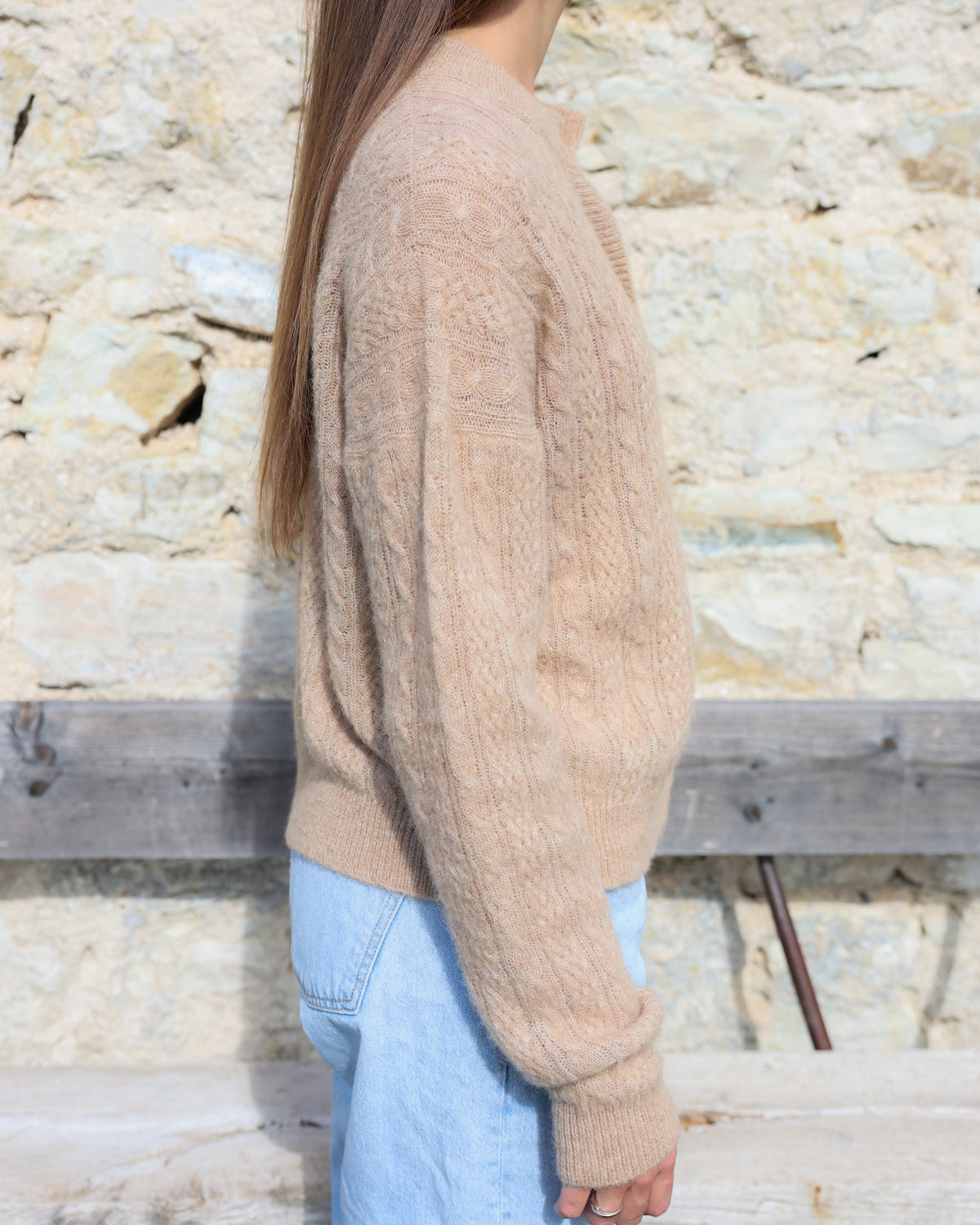 ROSA 24.24 — Cardigan in baby alpaca, cashmere e seta con bottoni in madreperla — Maglificio artigianale veneto, Made in Italy