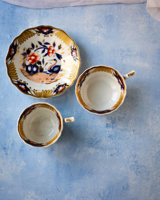 Trio tazza tè e cioccolata oro e rosso