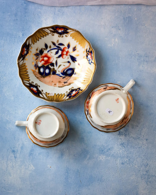 Trio tazza tè e cioccolata oro e rosso