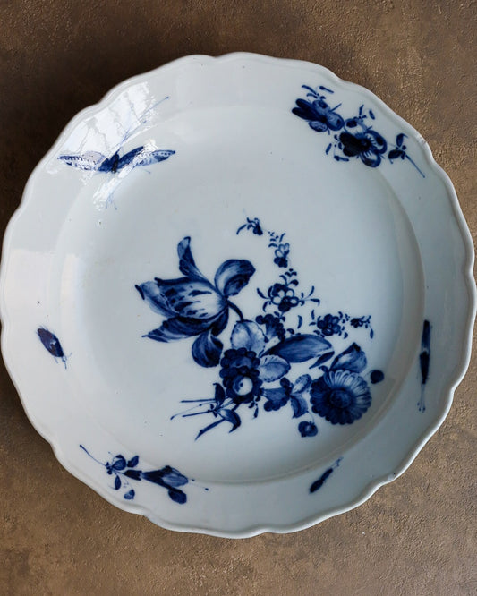 Piatto da portata Meissen con fiore blu e  insetti