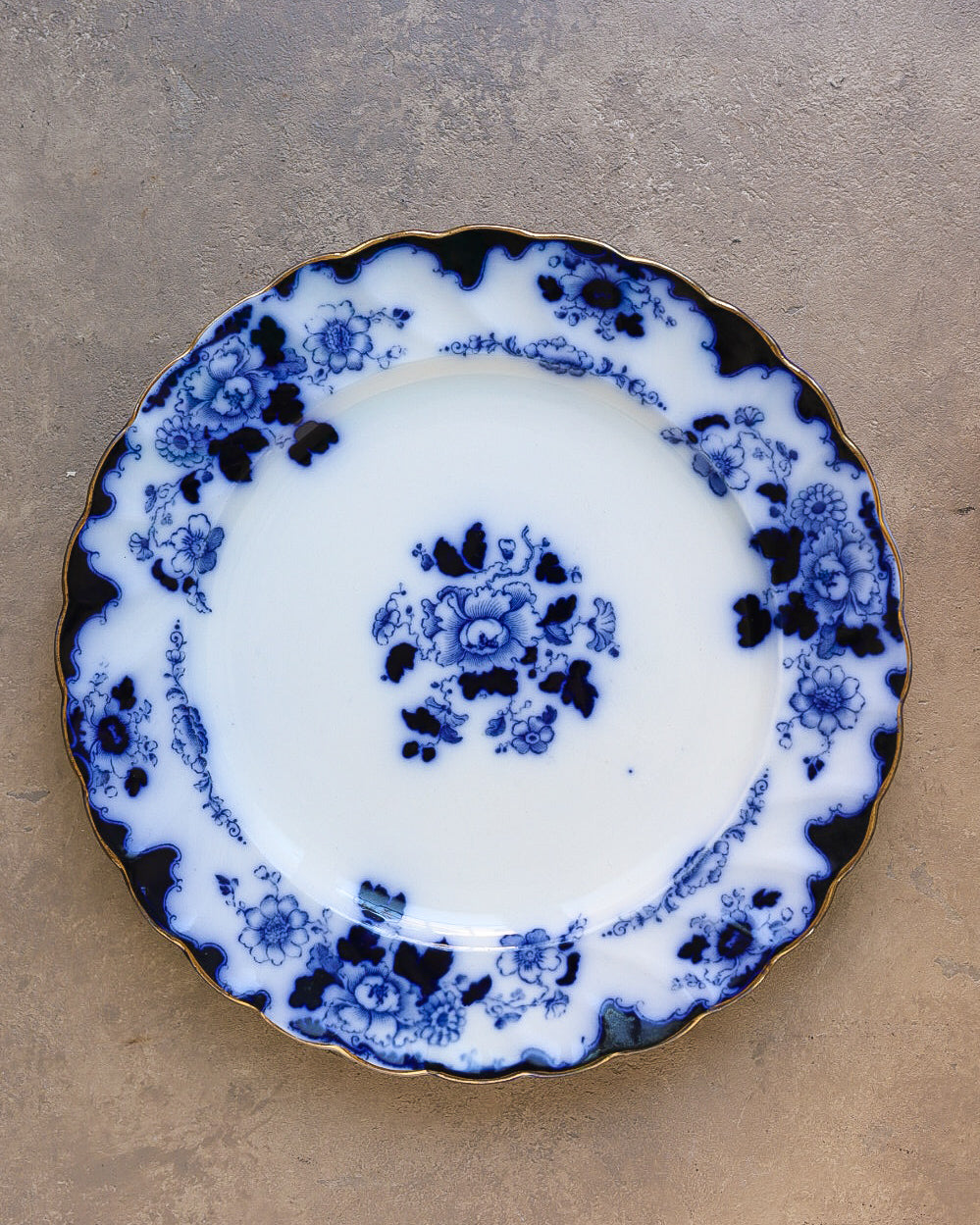 Servizio da Tavola in Porcellana Flow Blue, Marchio Gresham B&S — Inghilterra, Epoca Vittoriana
