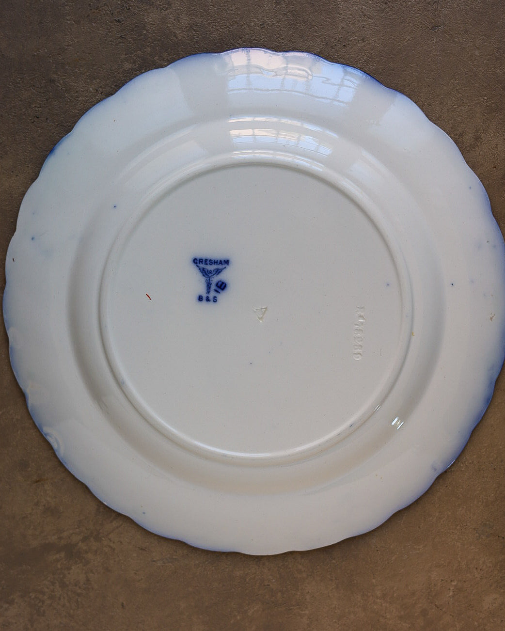 Servizio da Tavola in Porcellana Flow Blue, Marchio Gresham B&S — Inghilterra, Epoca Vittoriana