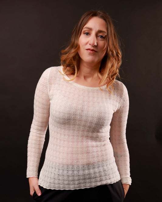 Maglia in pizzo di lana giapponese con smerlo sul fondo - Heyfoo