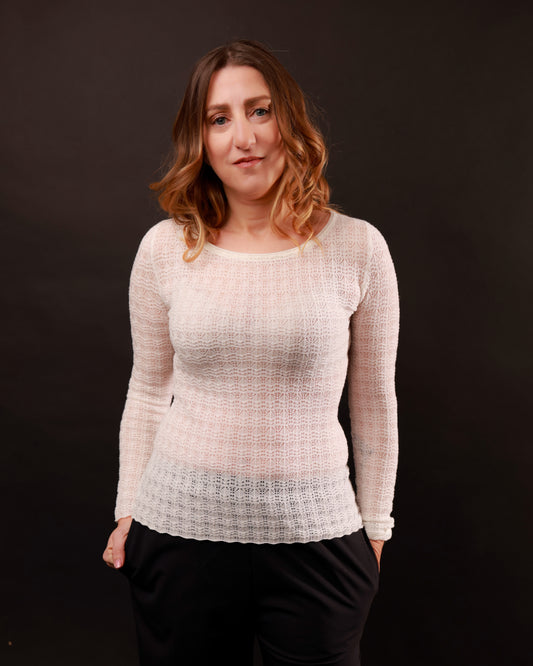 Maglia in pizzo di lana giapponese con smerlo sul fondo - Heyfoo