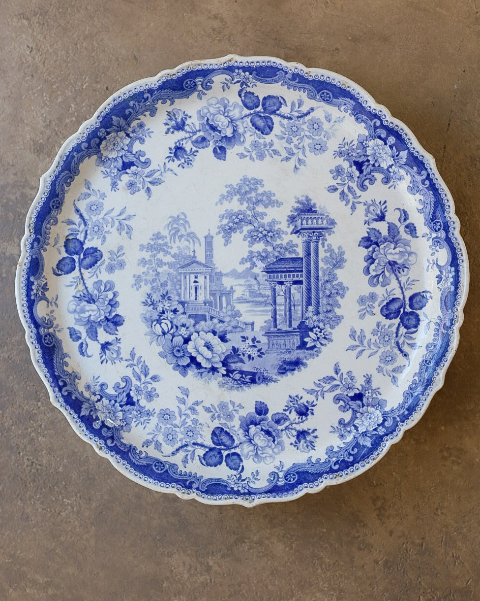 Alzata in Porcellana Inglese Transferware "Athens", Inghilterra Fine Ottocento/Primi Novecento