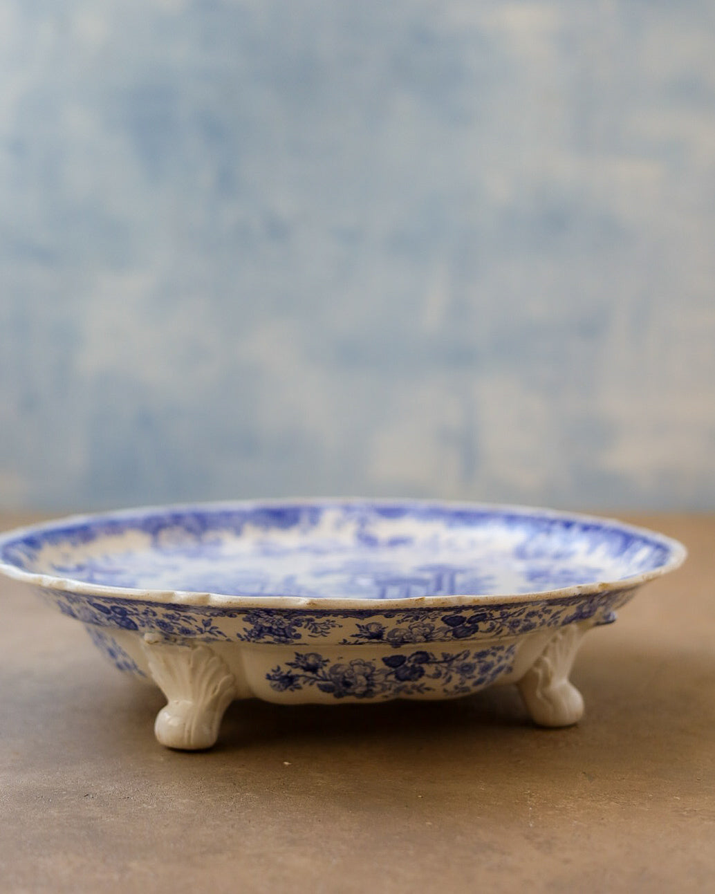 Alzata in Porcellana Inglese Transferware "Athens", Inghilterra Fine Ottocento/Primi Novecento