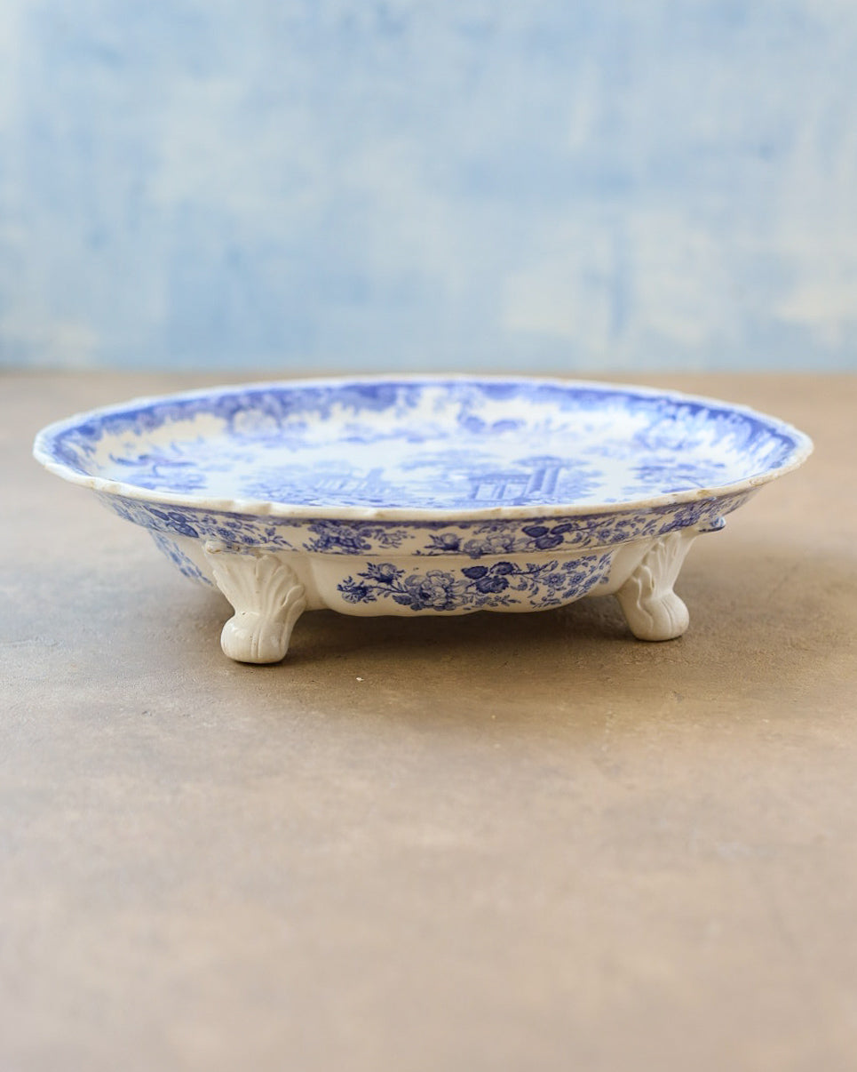 Alzata in Porcellana Inglese Transferware "Athens", Inghilterra Fine Ottocento/Primi Novecento