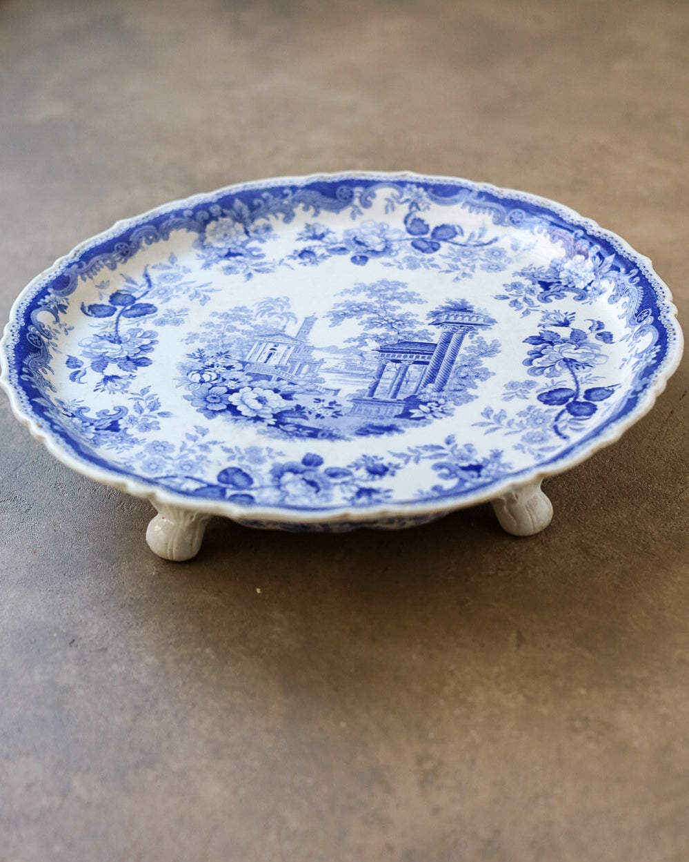 Alzata in Porcellana Inglese Transferware "Athens", Inghilterra Fine Ottocento/Primi Novecento