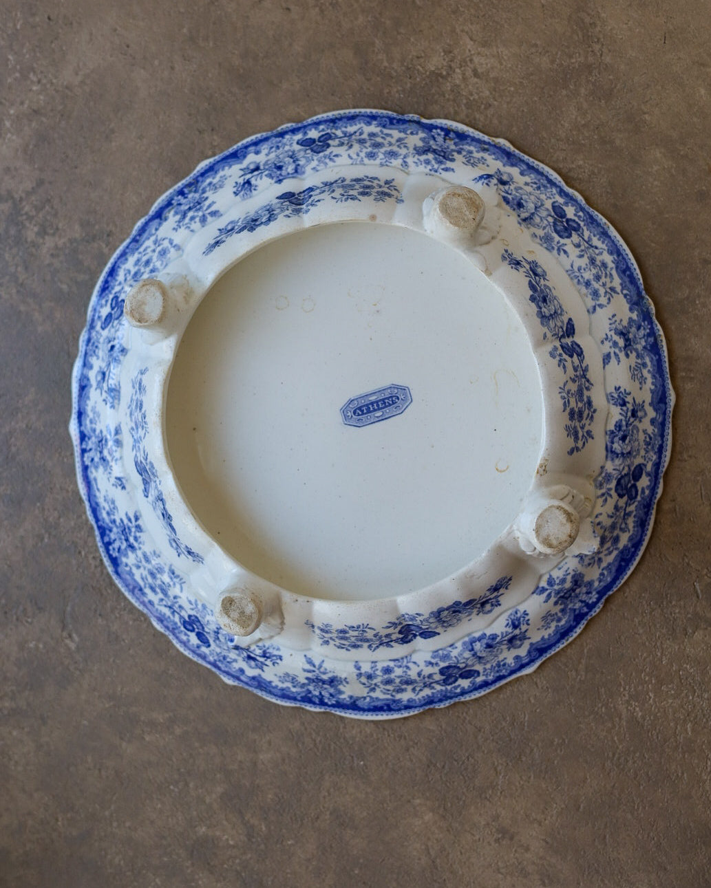 Alzata in Porcellana Inglese Transferware "Athens", Inghilterra Fine Ottocento/Primi Novecento