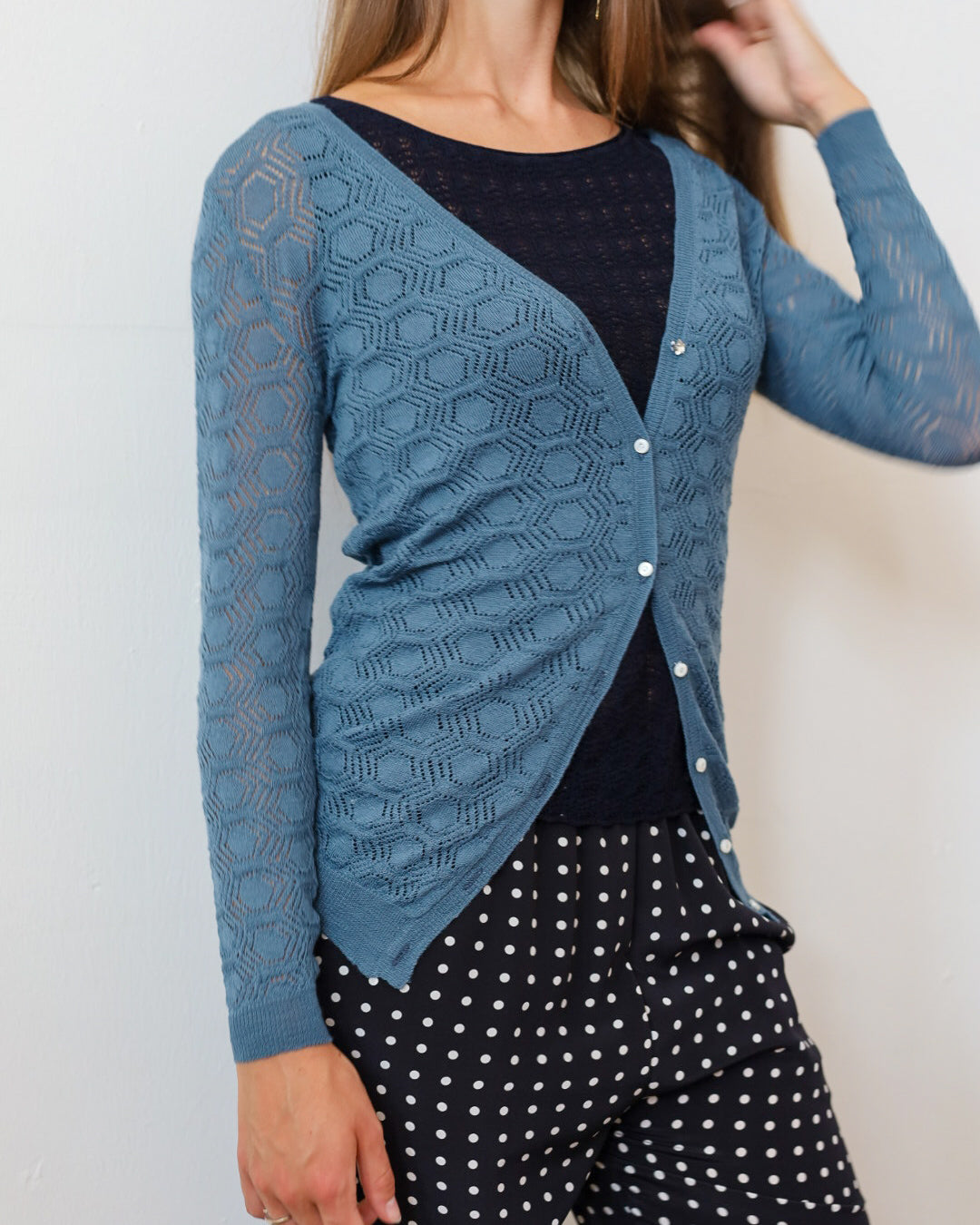 TUYOU 23.23 — Cardigan in Pizzo di Lana ExtraFine Merino — Zegna Baruffa, Maglificio Veneto, Made in Italy