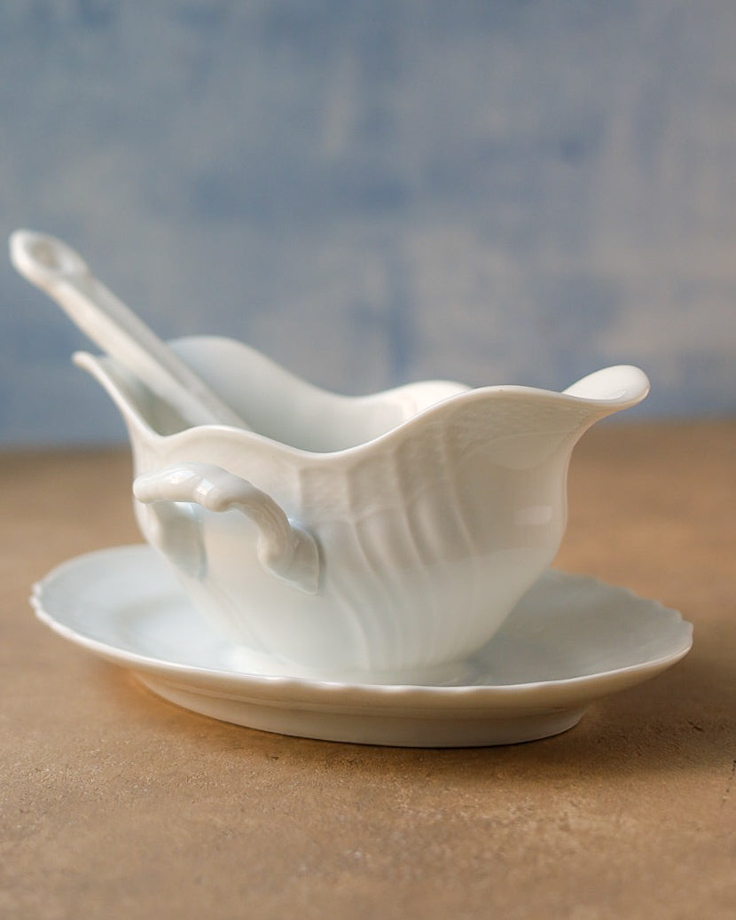 Salsiera a Barca Richard Ginori "Vecchio Ginori" — Porcellana Bianca — Anni '70