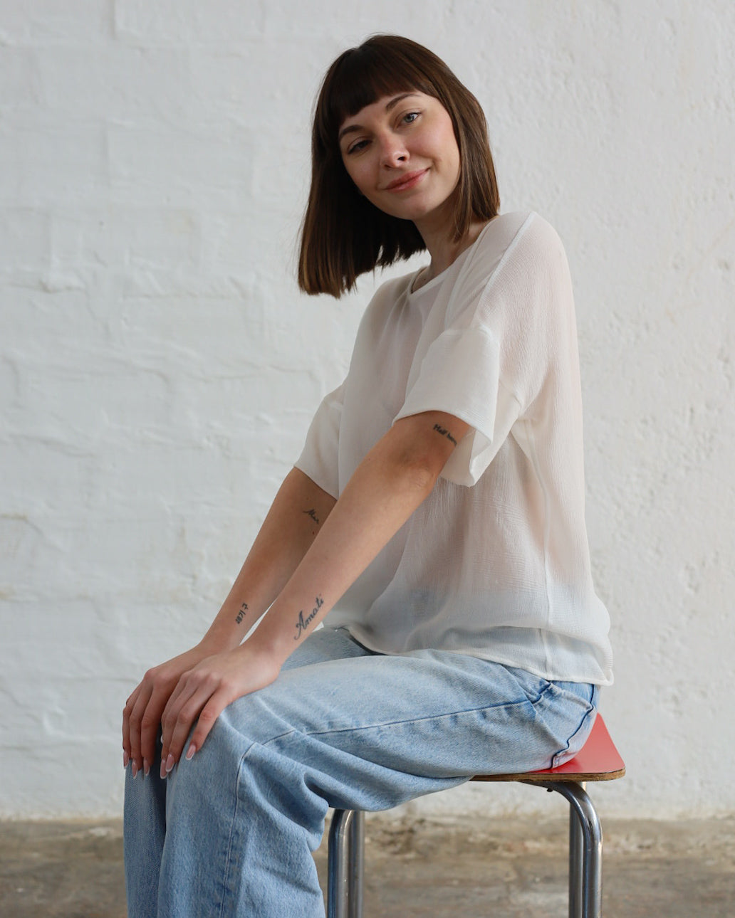 LOVE 35.35 — T-shirt in Tripla Georgette di Pura Seta — Manifattura Marchigiana, Made in Italy