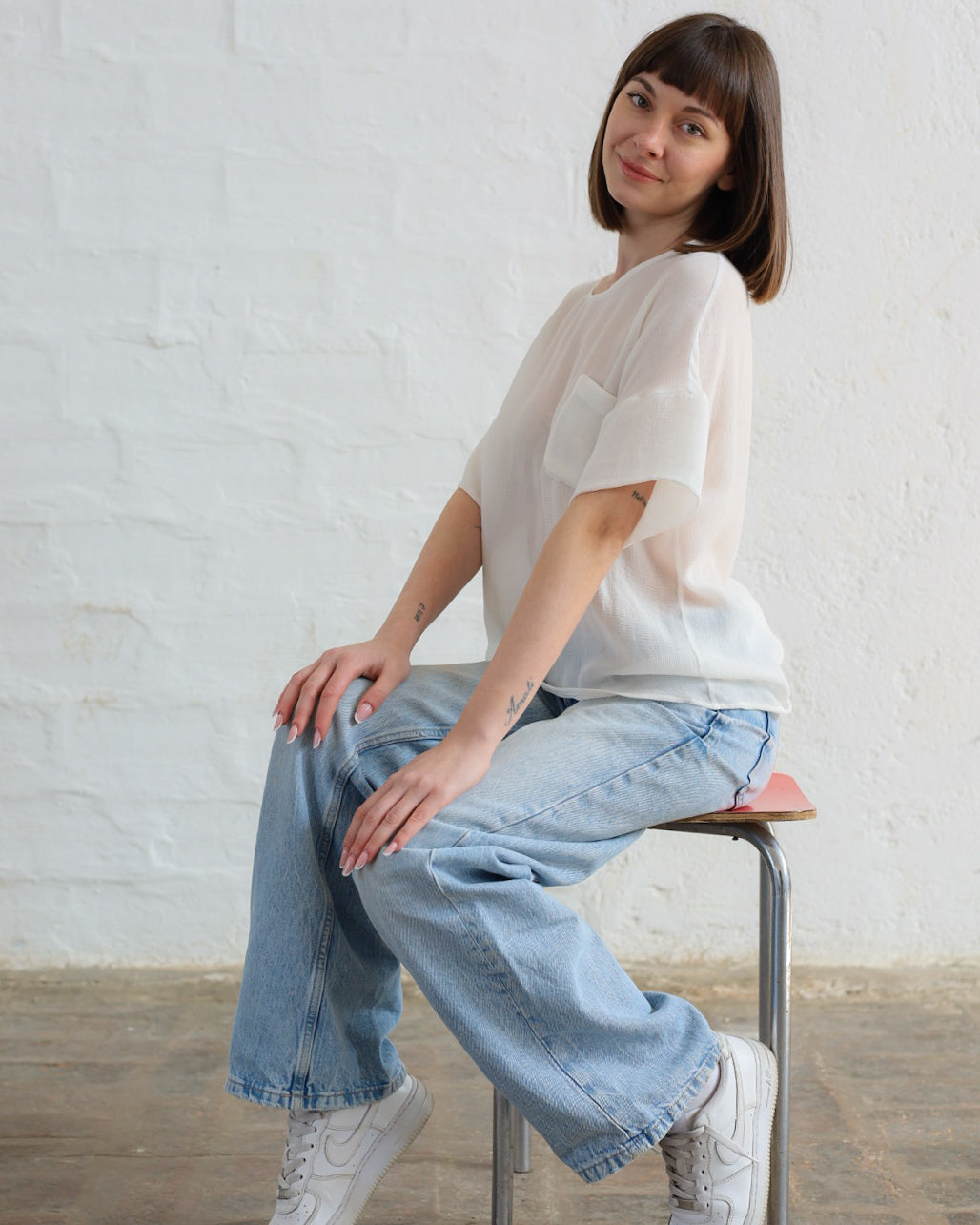 LOVE 35.35 — T-shirt in Tripla Georgette di Pura Seta — Manifattura Marchigiana, Made in Italy