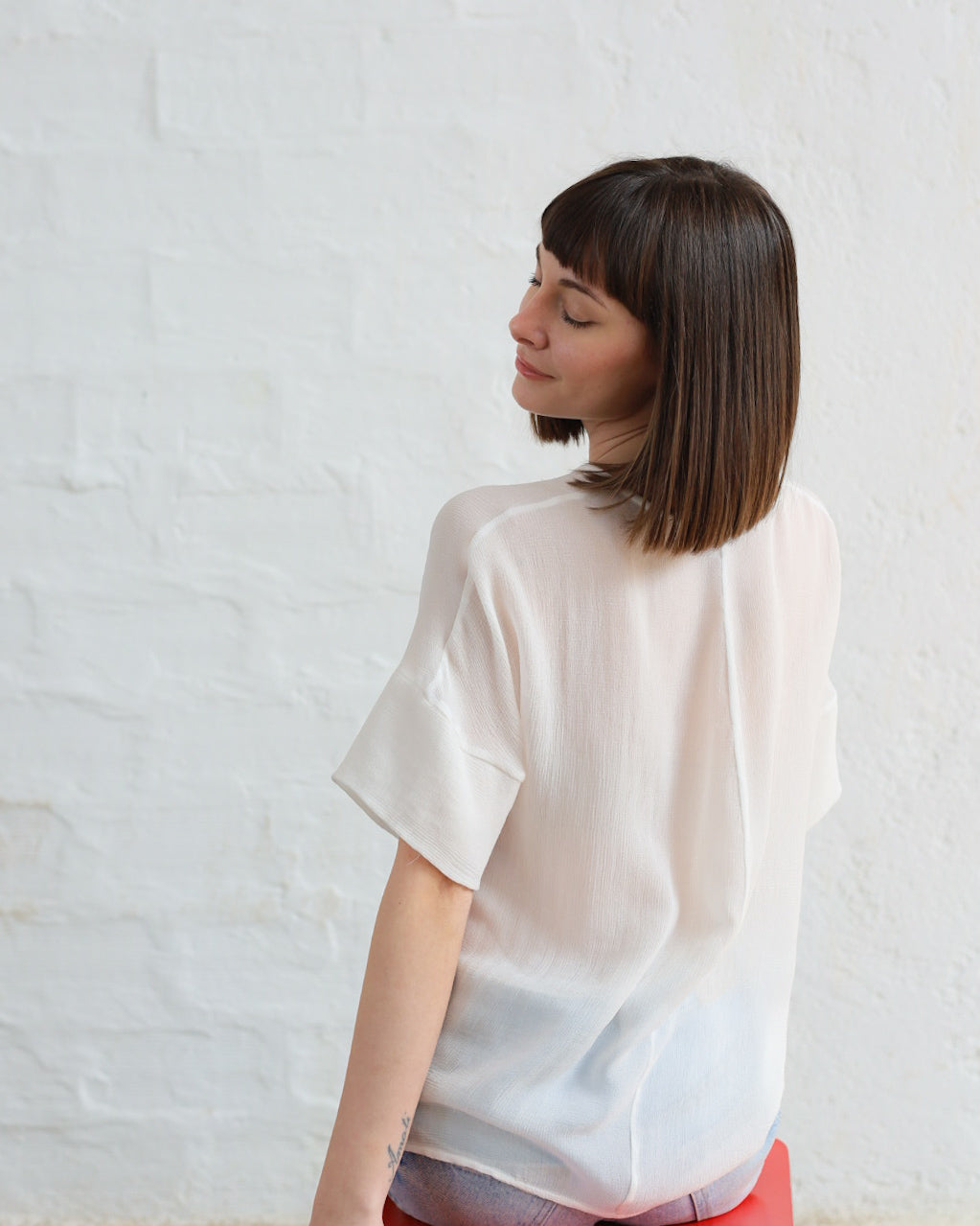 LOVE 35.35 — T-shirt in Tripla Georgette di Pura Seta — Manifattura Marchigiana, Made in Italy