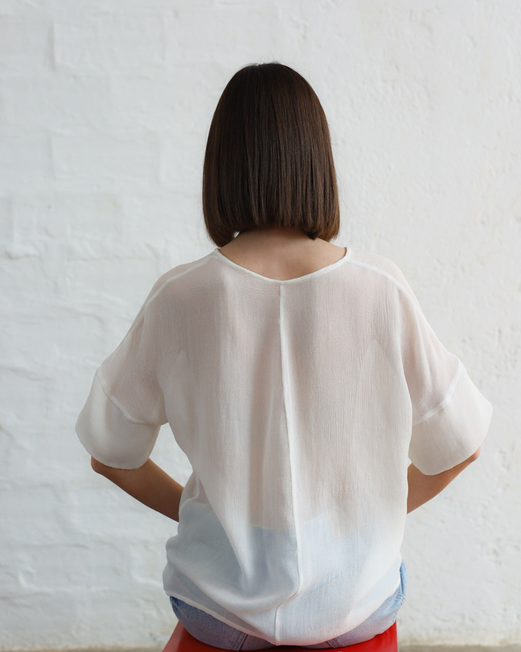 LOVE 35.35 — T-shirt in Tripla Georgette di Pura Seta — Manifattura Marchigiana, Made in Italy