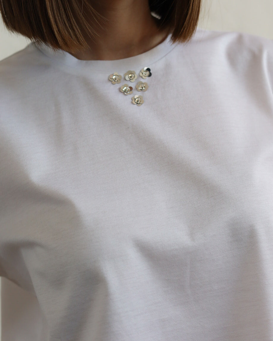 HY 33.33 — T-shirt in Cotone Filo di Scozia — Ricamo a Mano, Manifattura Made in Italy