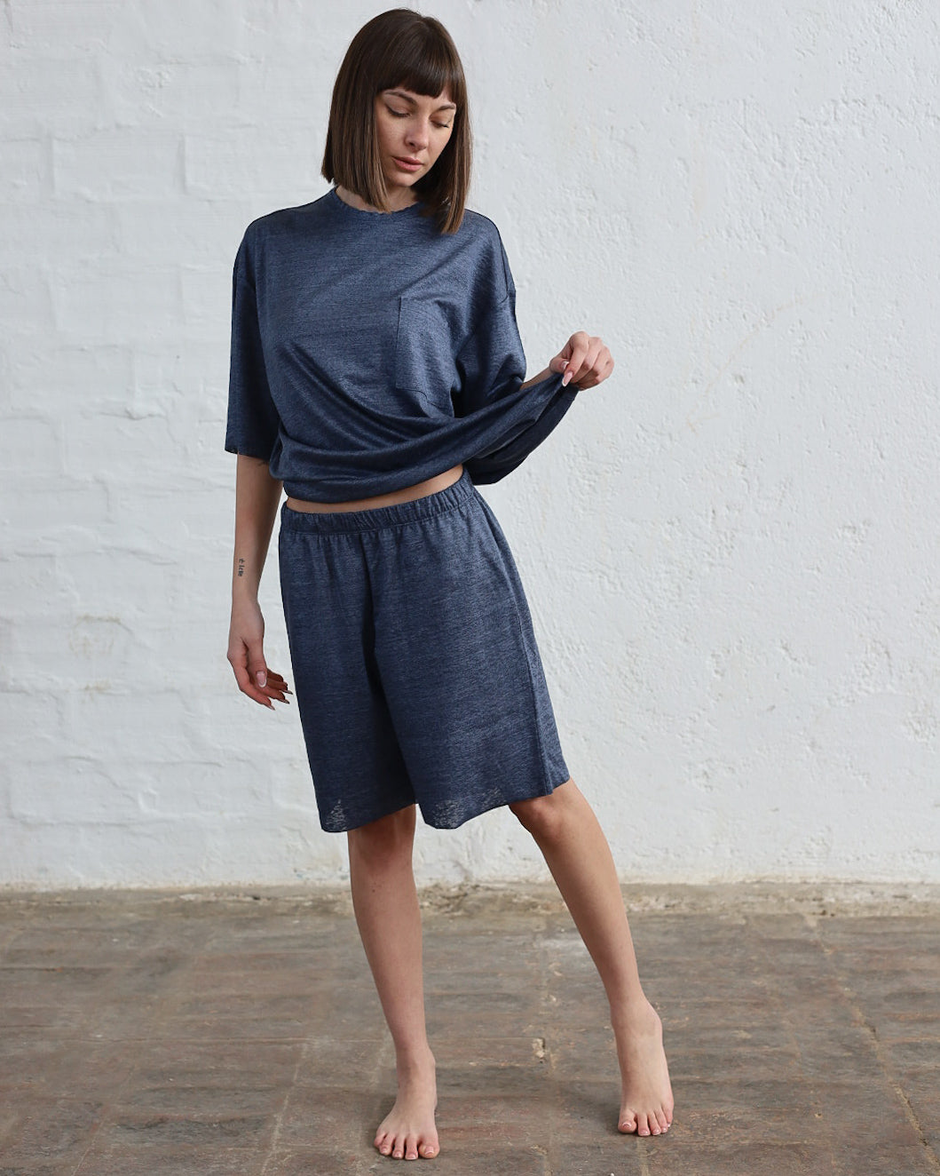 MIRZA 55.55 — Pigiama in Jersey di Lino 100% — Made in Italy