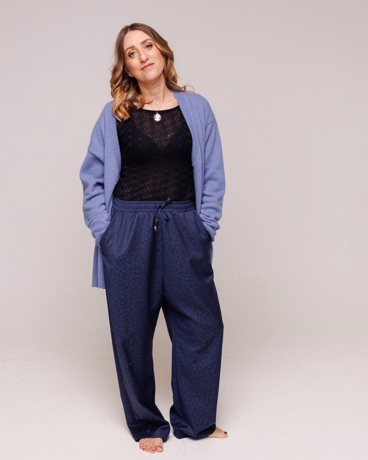 Pantalone Loungewear con Elastico in Vita - Lana 120s e Seta Made in Italy