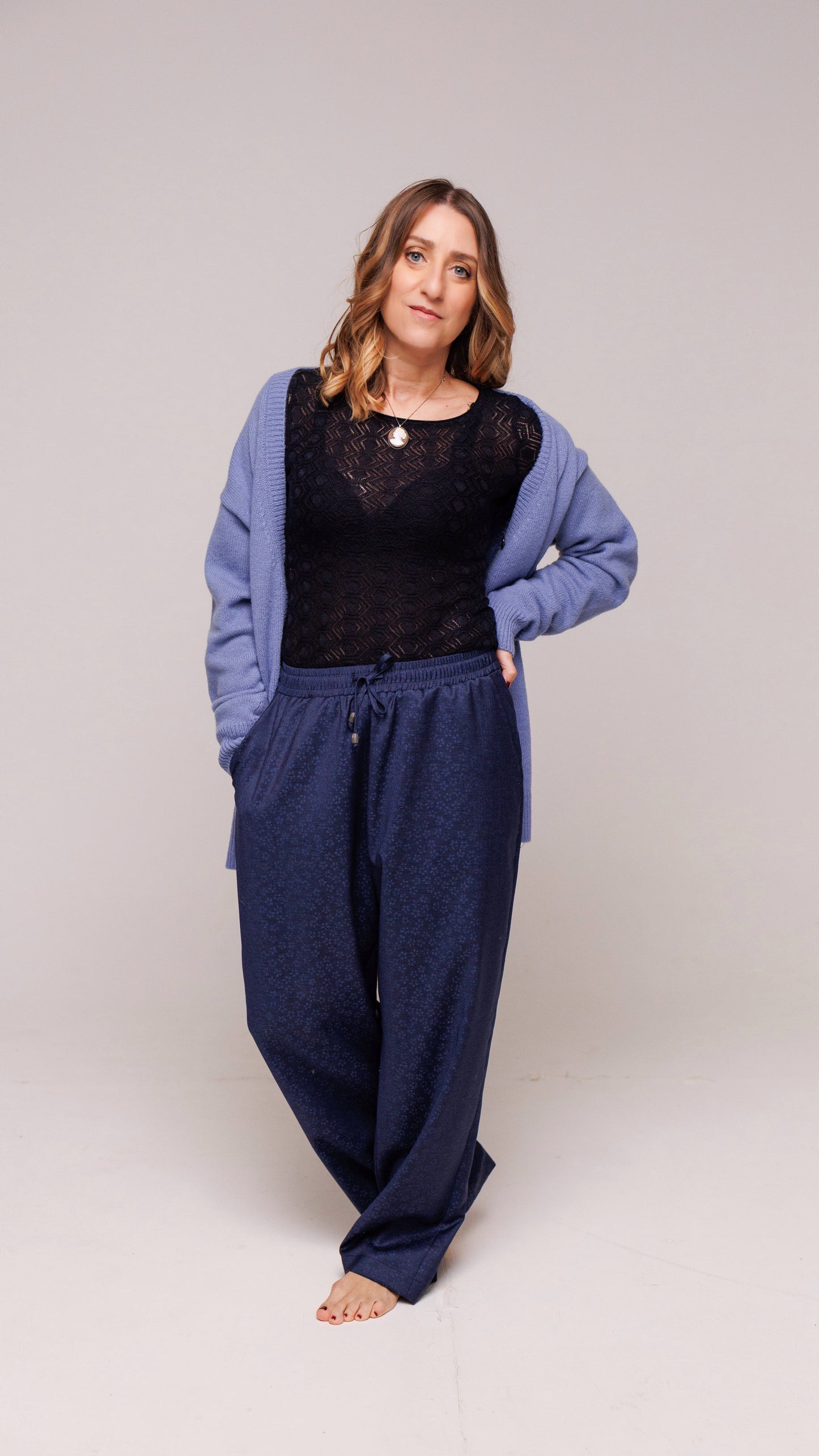 Pantalone Loungewear con Elastico in Vita - Lana 120s e Seta Made in Italy